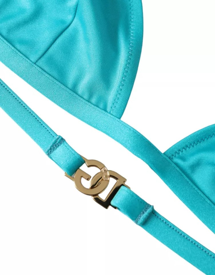 Dolce & Gabbana Blau Grüner Halter DG Logo Bademode Bademode Bikinioberteil-2