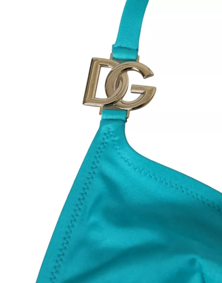 Dolce & Gabbana Blau Grüner Halter DG Logo Bademode Bademode Bikinioberteil-3