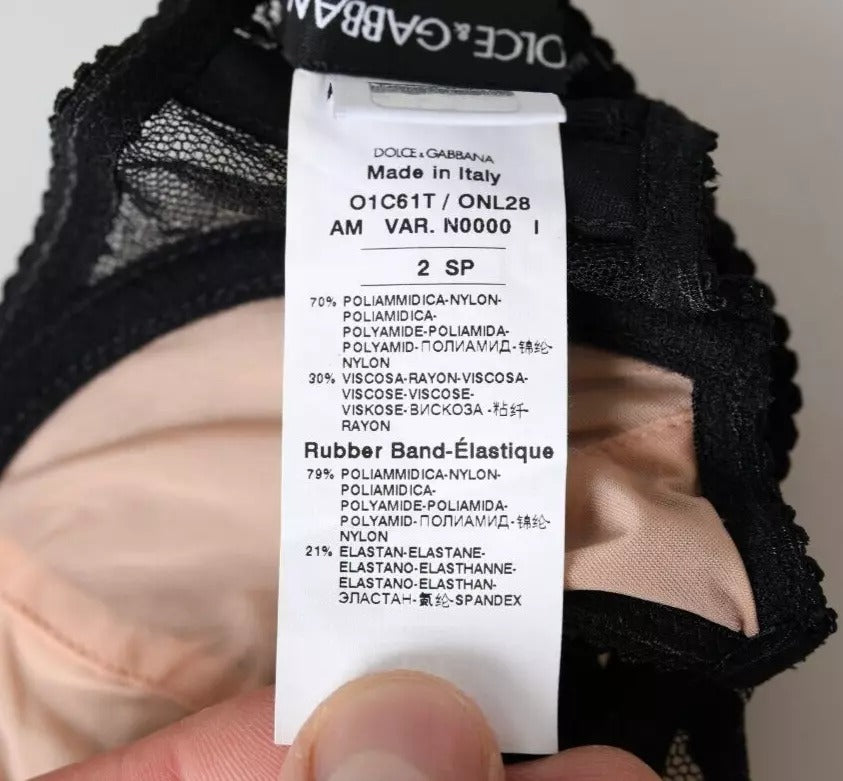 Dolce & Gabbana Black Floral Lace Nylon Balconcino Bra Underwear-5
