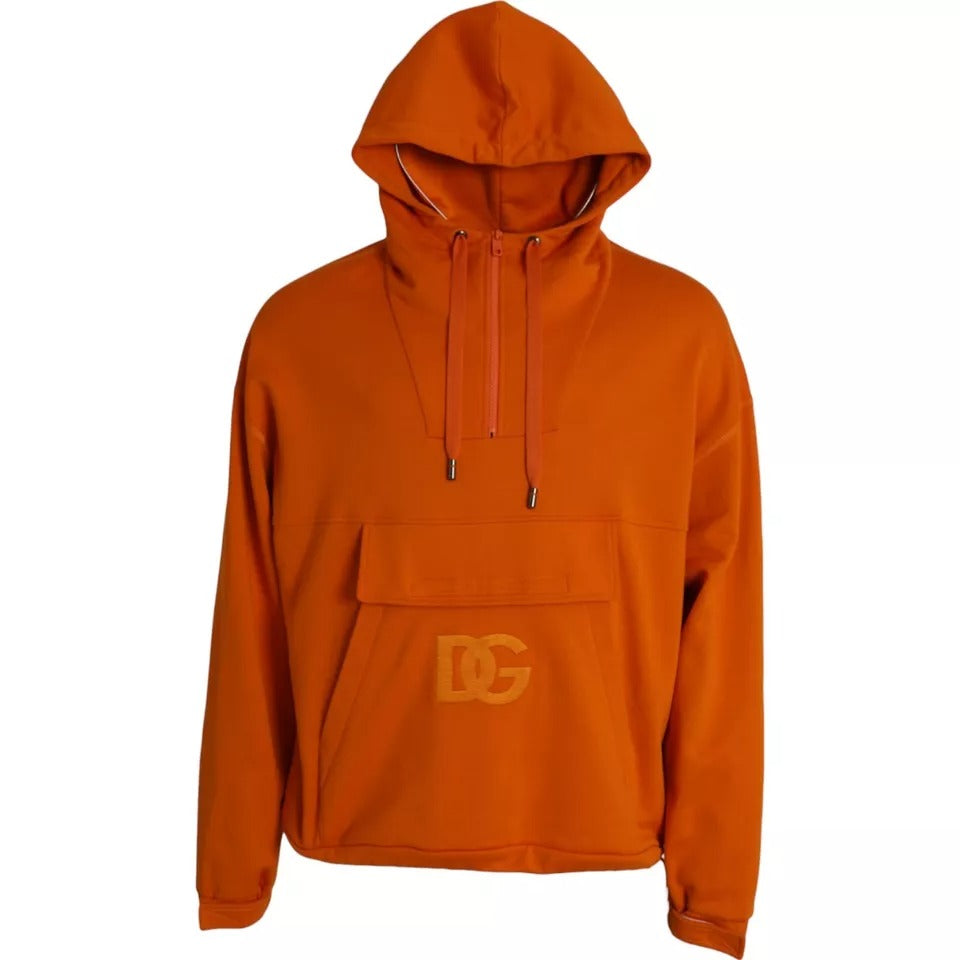 Dolce & Gabbana Orange Hoodie Pullover Sweater-1