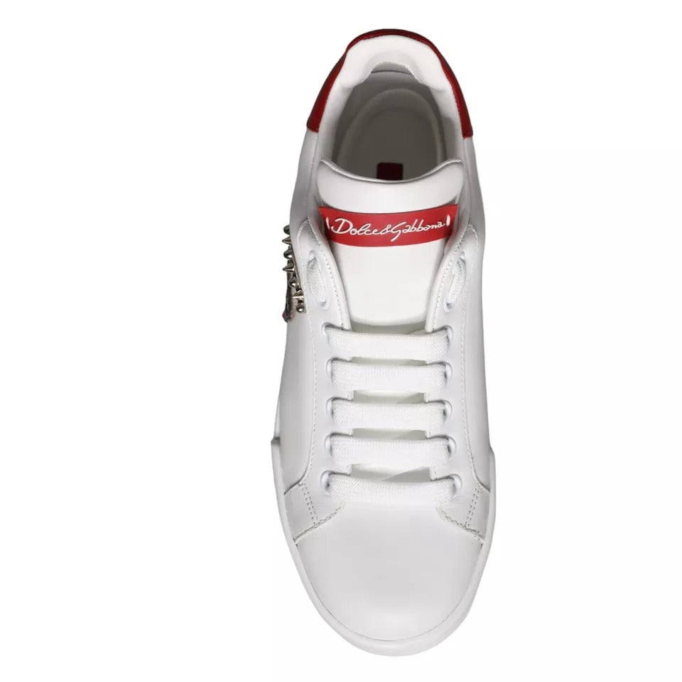 Dolce & Gabbana Weiß Patch Kalbsleder Nappa Portofino Turnschuhe Schuhe-6