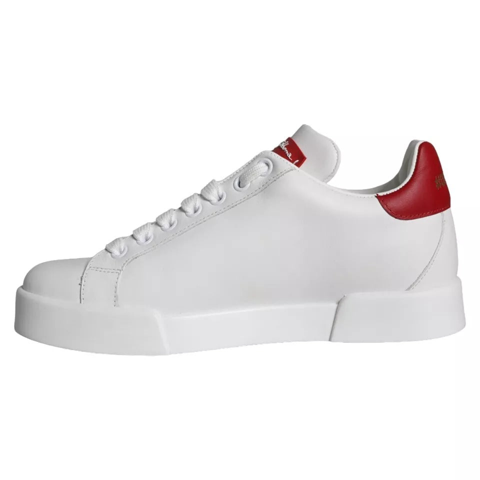 Dolce & Gabbana Weiß Patch Kalbsleder Nappa Portofino Turnschuhe Schuhe-7