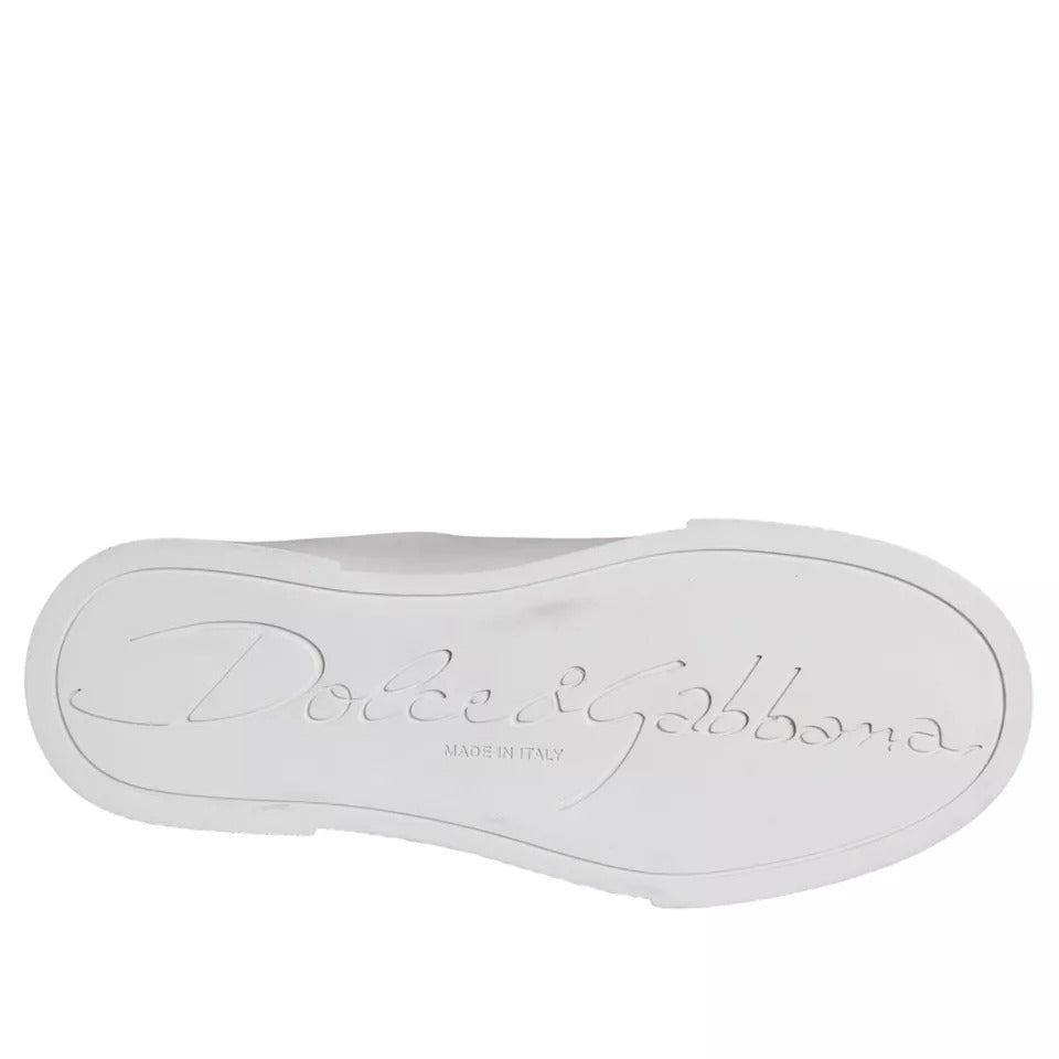 Dolce & Gabbana Weiß Patch Kalbsleder Nappa Portofino Turnschuhe Schuhe-8