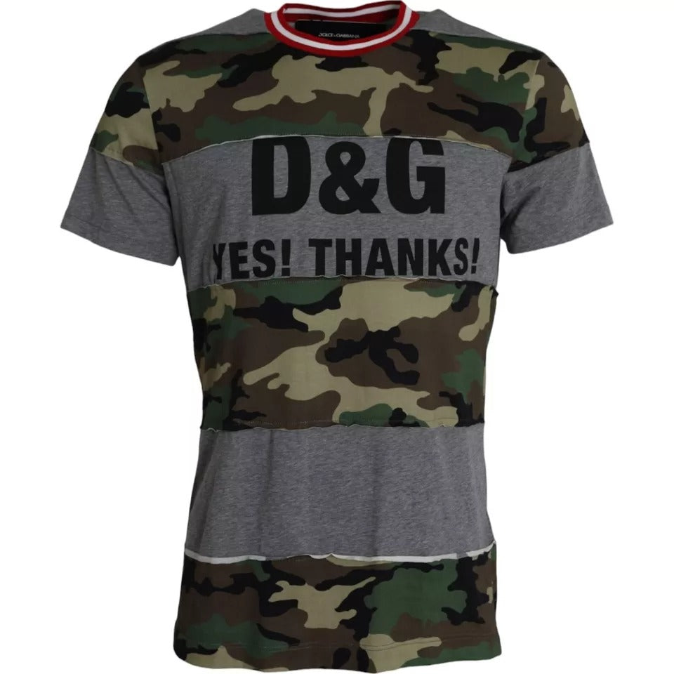 Dolce & Gabbana Multicolor Camouflage Cotton Crew Neck Men's T-shirt