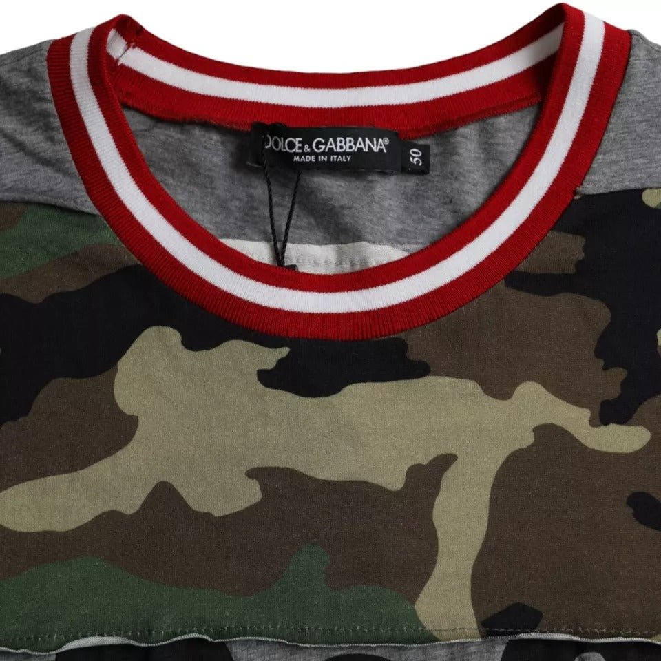 Dolce & Gabbana Multicolor Camouflage Cotton Crew Neck Men's T-shirt-2