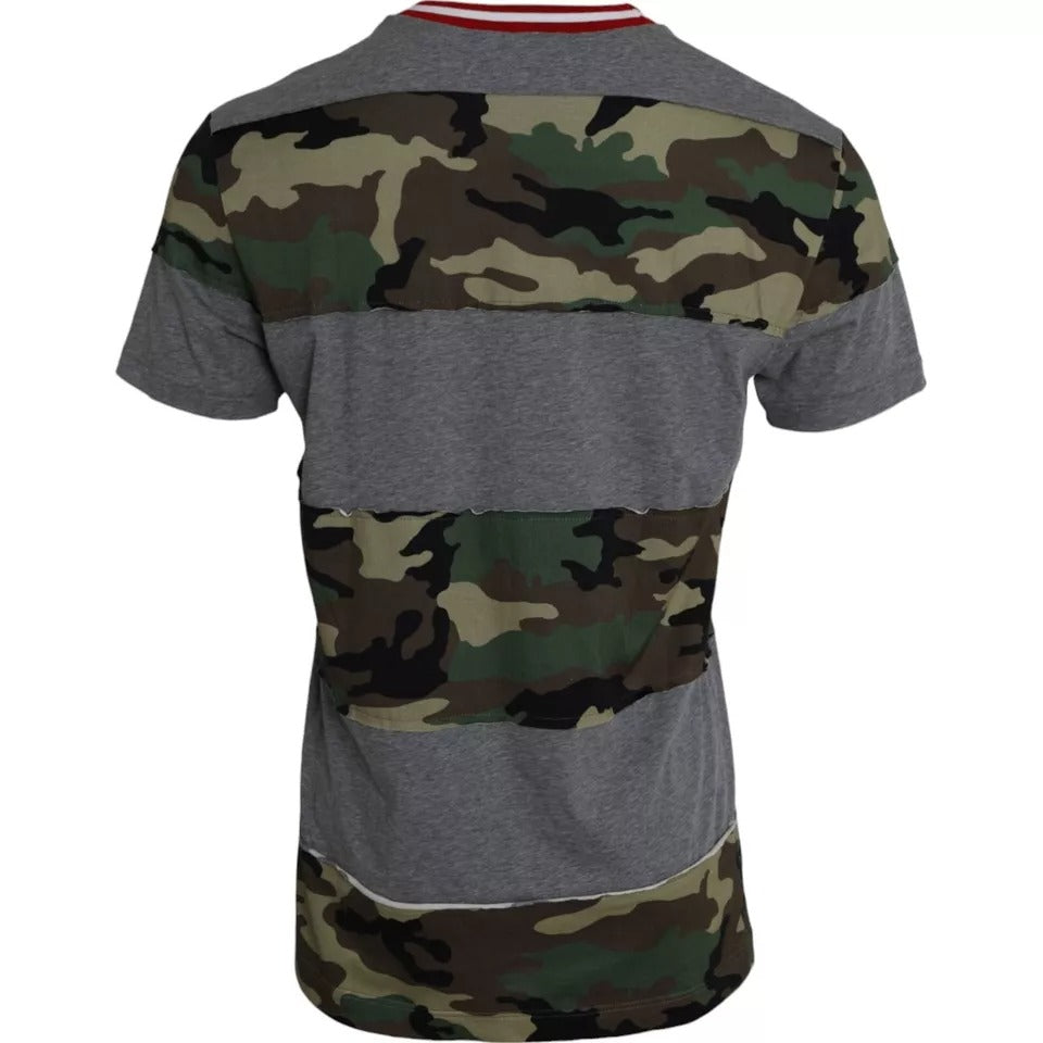 Dolce & Gabbana Multicolor Camouflage Cotton Crew Neck Men's T-shirt-3