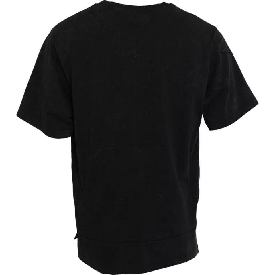 Dolce & Gabbana black round neck cotton T-shirt with graphic print-2
