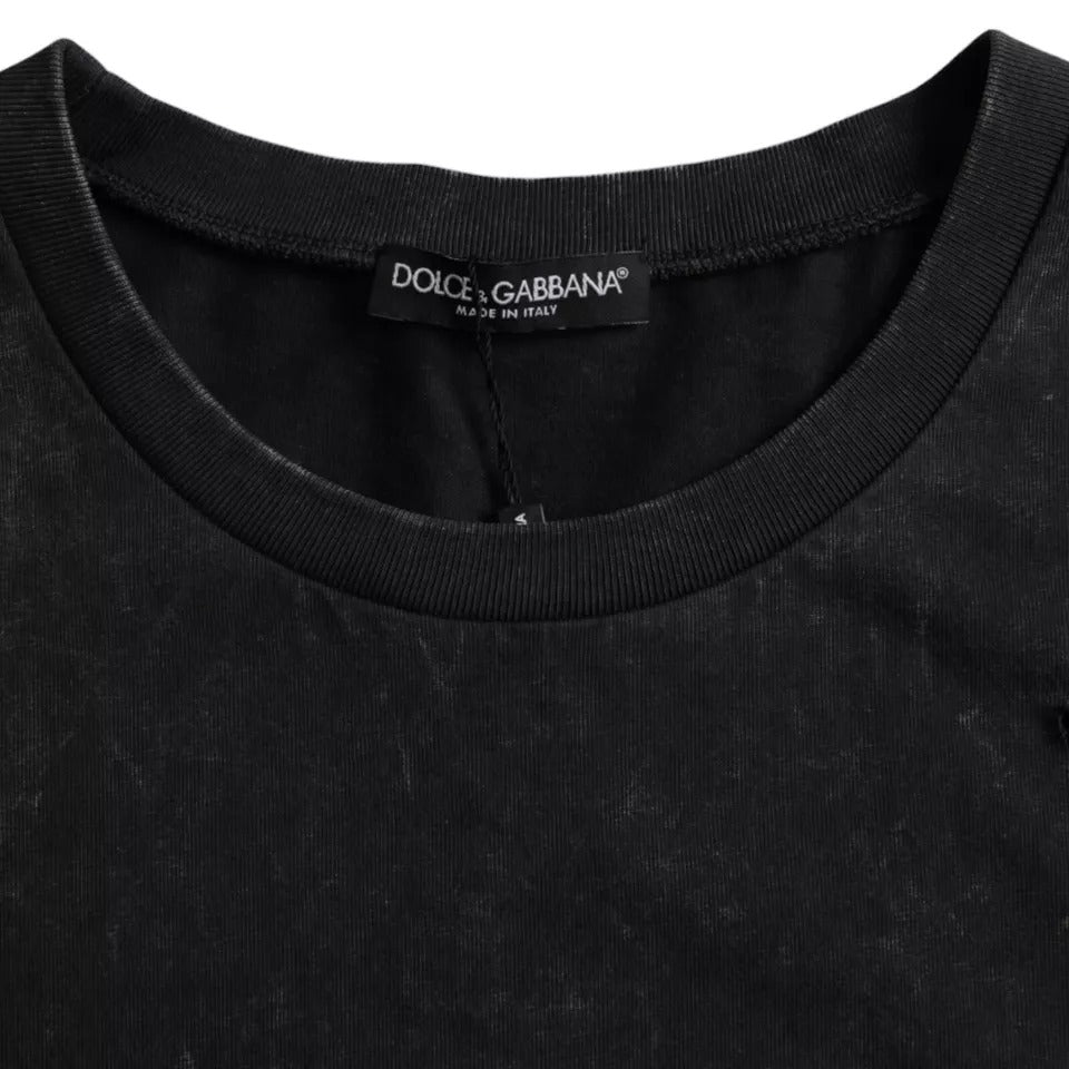 Dolce & Gabbana black round neck cotton T-shirt with graphic print-4