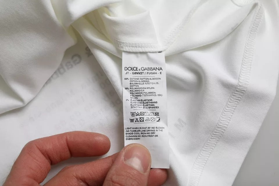 Dolce & Gabbana White Cotton T-Shirt with Red Lips for Men-3