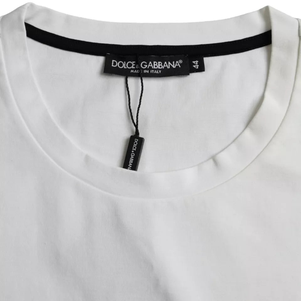 Dolce & Gabbana White Cotton T-Shirt with Red Lips for Men-4