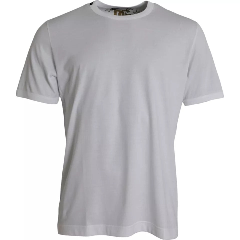 Dolce & Gabbana white cotton T-shirt with round neck and short sleeves-1