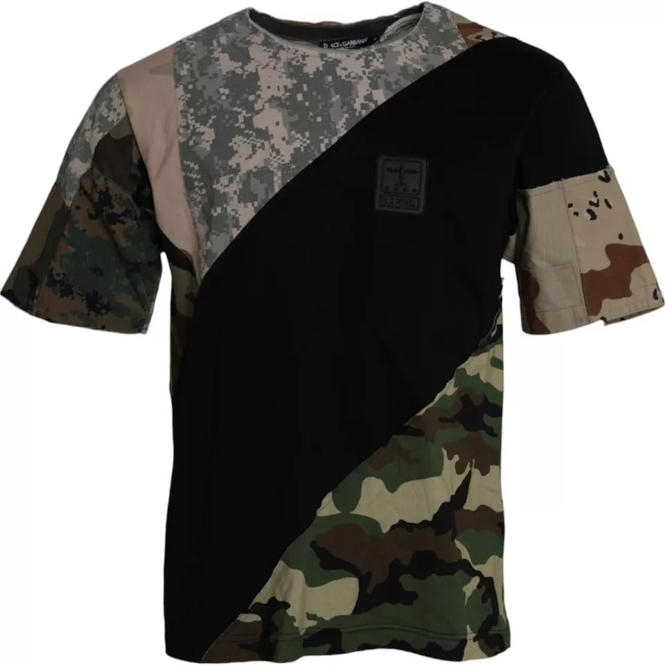 Dolce & Gabbana Multicolor Camouflage Cotton Crew Neck Men's T-shirt