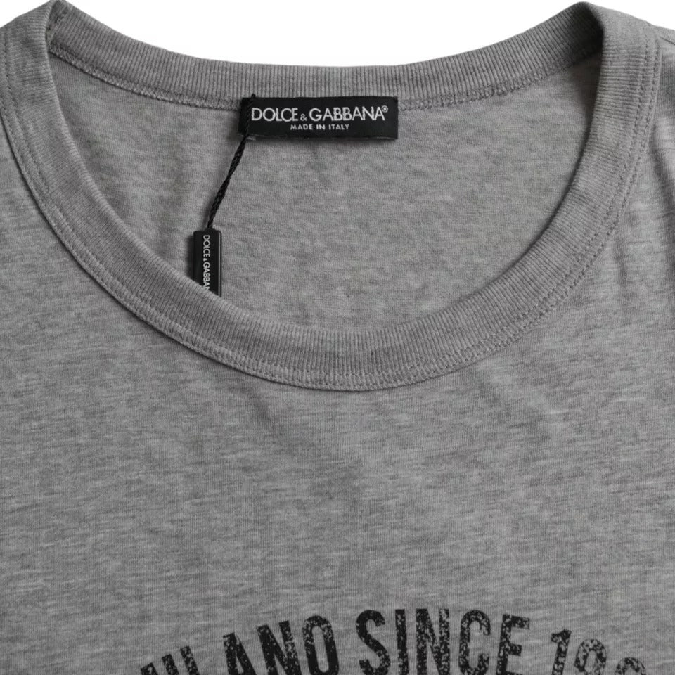 Dolce & Gabbana grey round neck cotton t-shirt with graphic print-3