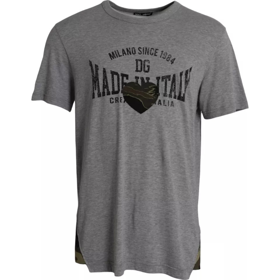 Dolce & Gabbana grey round neck cotton t-shirt with graphic print-1