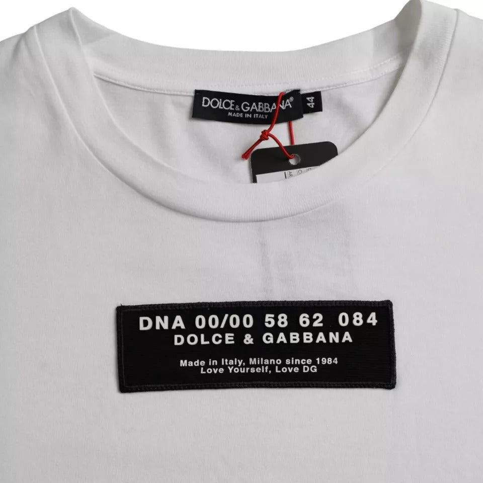 Dolce & Gabbana Weiß Baumwolle DG Applique Männer Casual T-Shirt-3