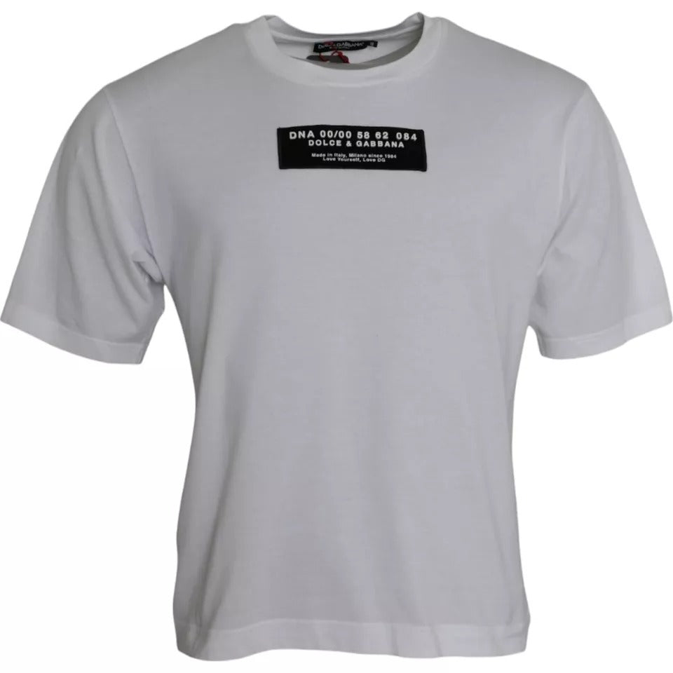 Dolce & Gabbana Weiß Baumwolle DG Applique Männer Casual T-Shirt-1