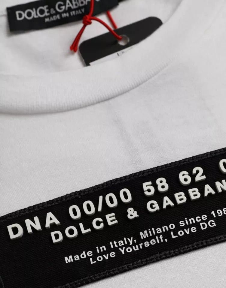 Dolce & Gabbana Weiß Baumwolle DG Applique Männer Casual T-Shirt-5