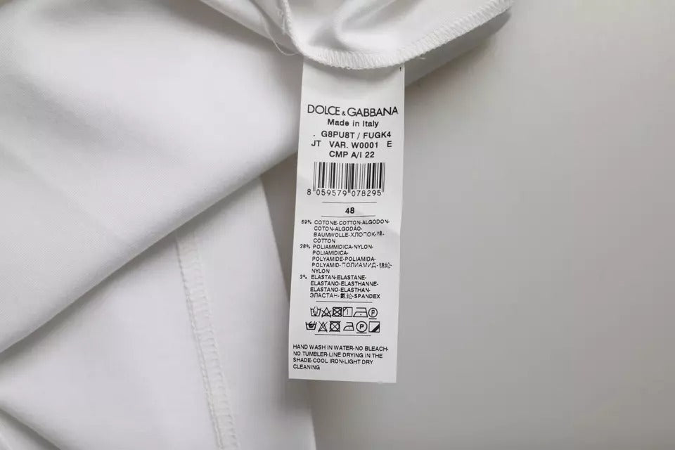 Dolce & Gabbana white cotton T-shirt with round neck and short sleeves-2