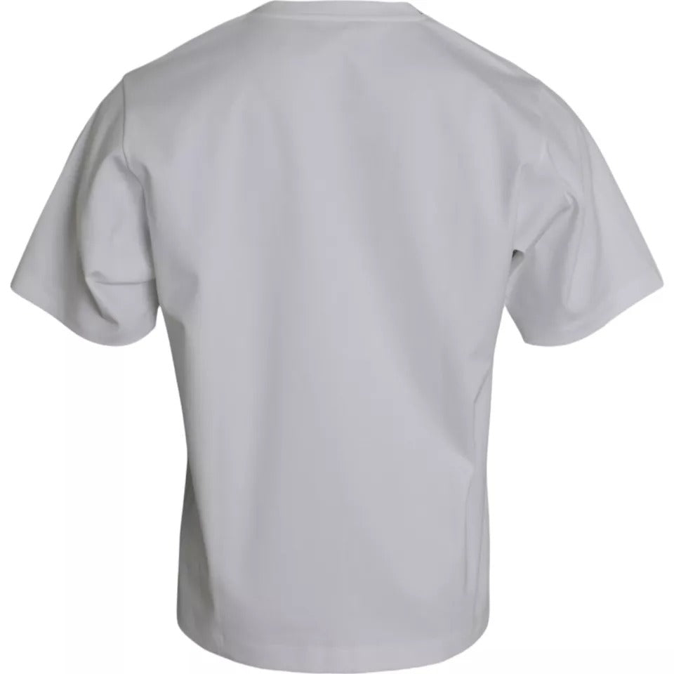Dolce & Gabbana white cotton T-shirt with round neck and short sleeves-3