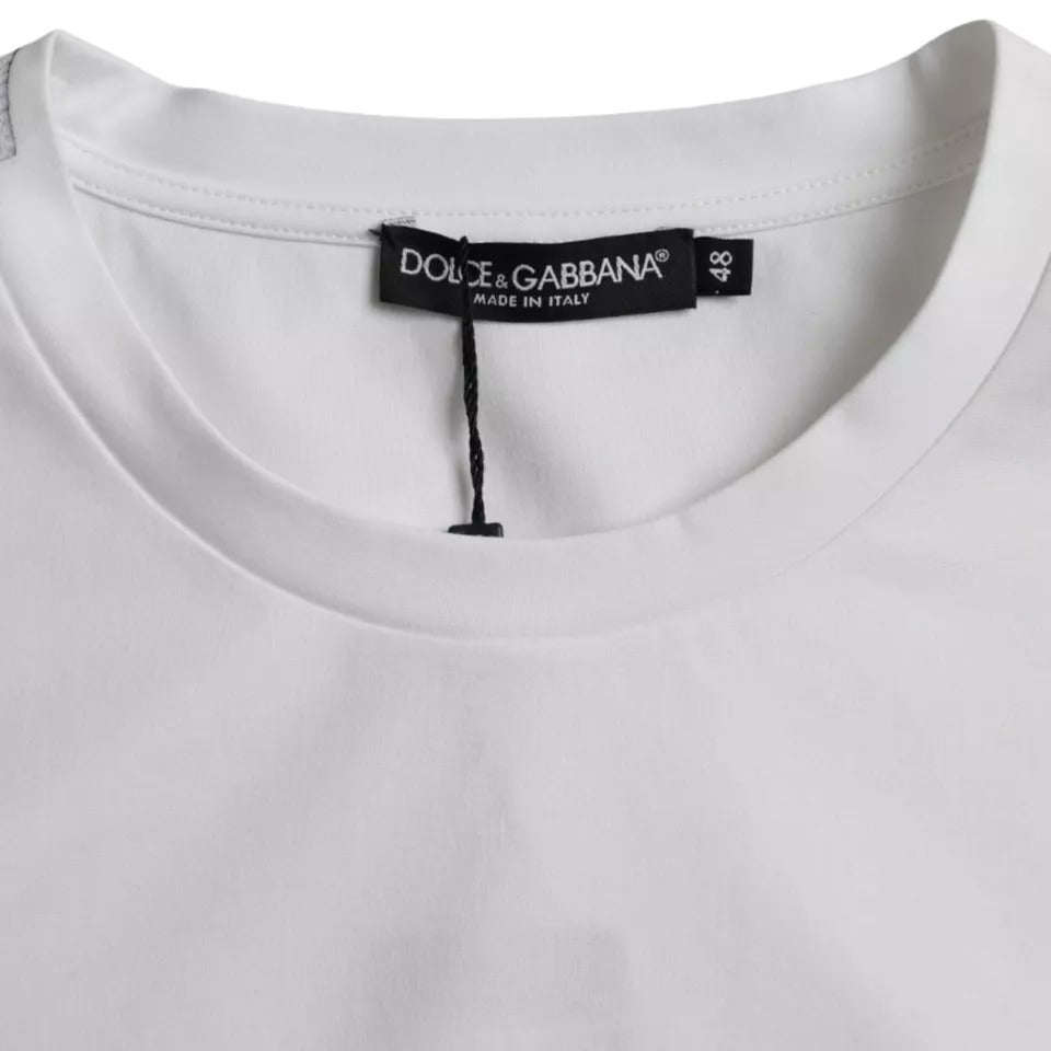 Dolce & Gabbana white cotton T-shirt with round neck and short sleeves-5