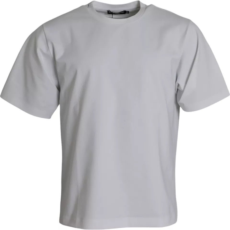 Dolce & Gabbana white cotton T-shirt with round neck and short sleeves-1