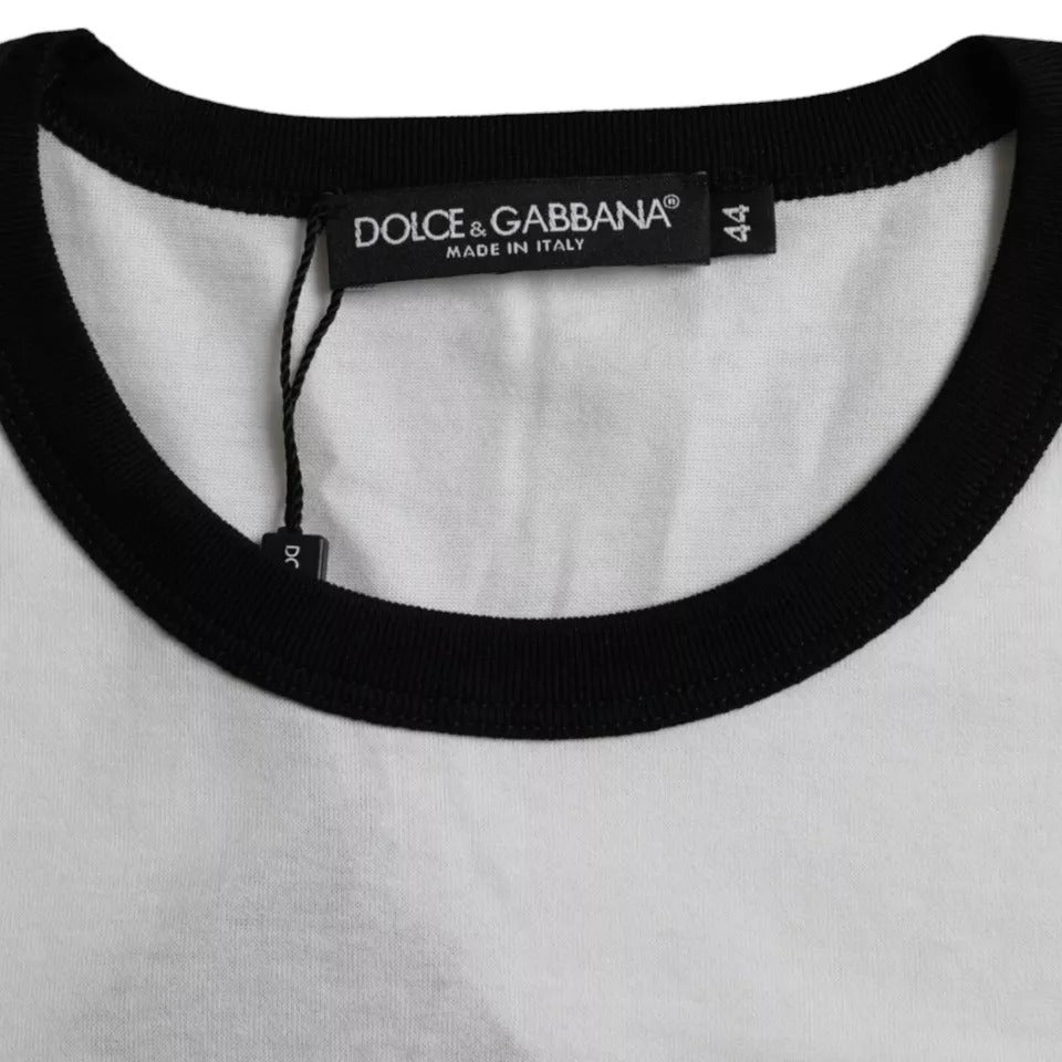 Dolce & Gabbana Black and White Jazz Print Cotton Short Sleeve T-Shirt-4