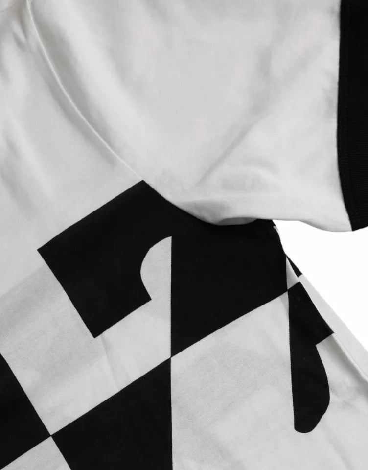 Dolce & Gabbana Black and White Jazz Print Cotton Short Sleeve T-Shirt-5