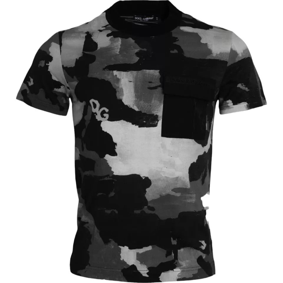 Dolce & Gabbana multicolor camouflage cotton T-shirt with round neck-2