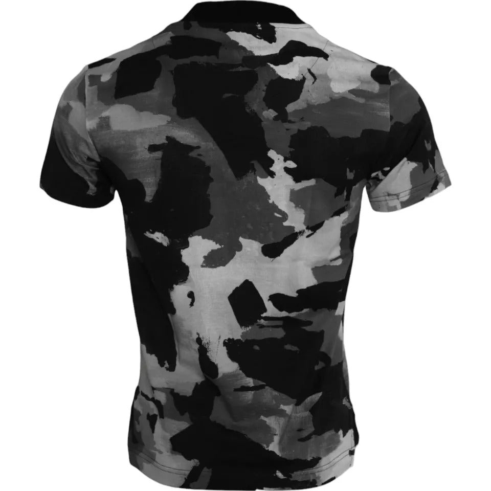 Dolce & Gabbana multicolor camouflage cotton T-shirt with round neck-4