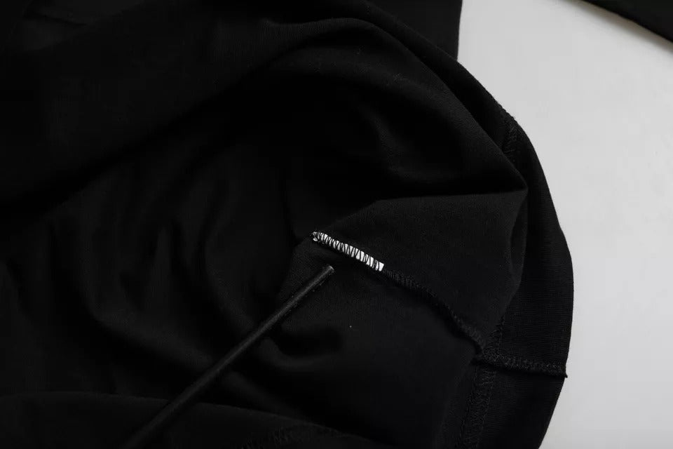 Camiseta negra de algodón con cuello redondo y logotipo en relieve de Dolce & Gabbana-5