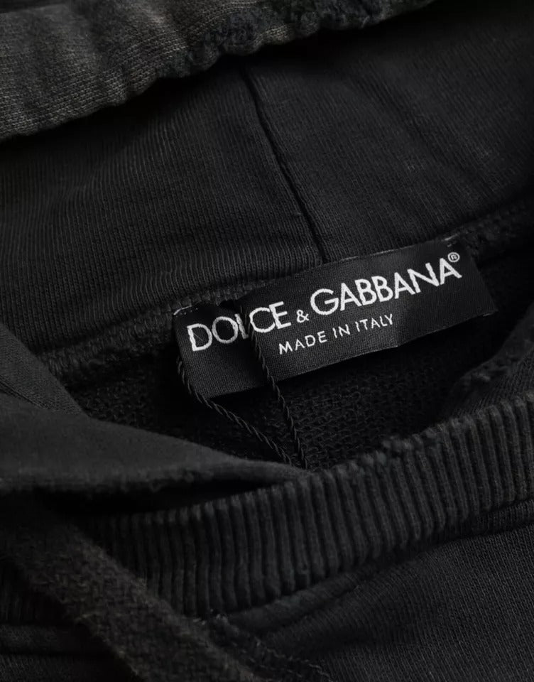 Dolce & Gabbana Black Cotton Hooded Short-Sleeved T-Shirt-4