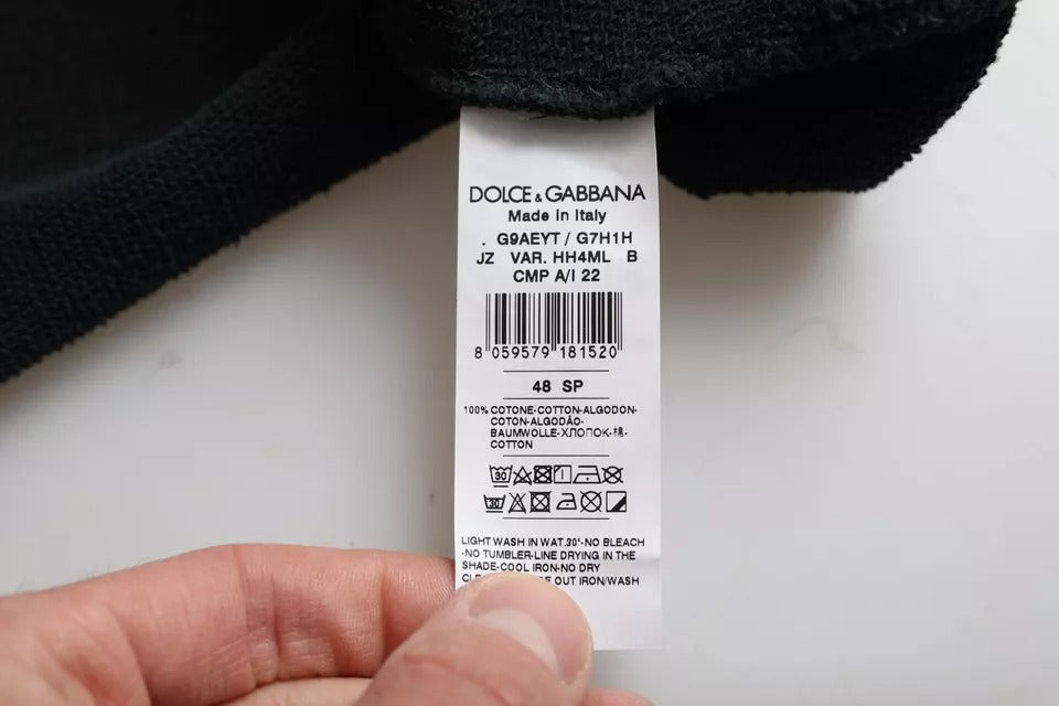 Dolce & Gabbana Black Cotton Hooded Short-Sleeved T-Shirt-5
