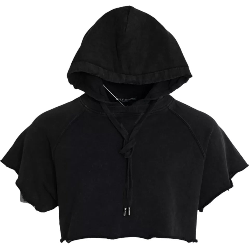 Dolce & Gabbana Black Cotton Hooded Short-Sleeved T-Shirt