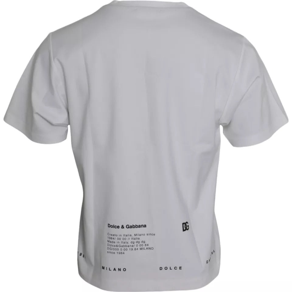 Dolce & Gabbana White Cotton T-Shirt with Red Lips for Men-2