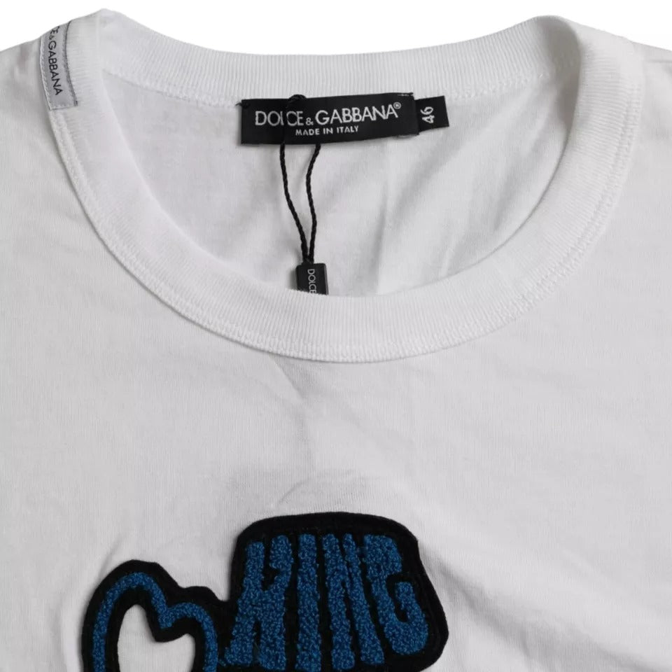 Dolce & Gabbana Weiß König der Liebe Rundhalsausschnitt Kurzarm-T-Shirt-3