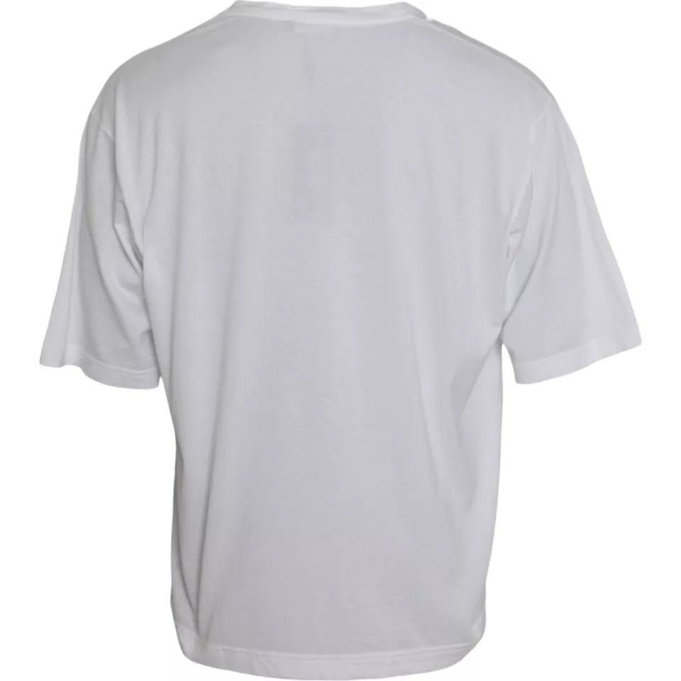Dolce & Gabbana white cotton T-shirt with round neck and short sleeves-2