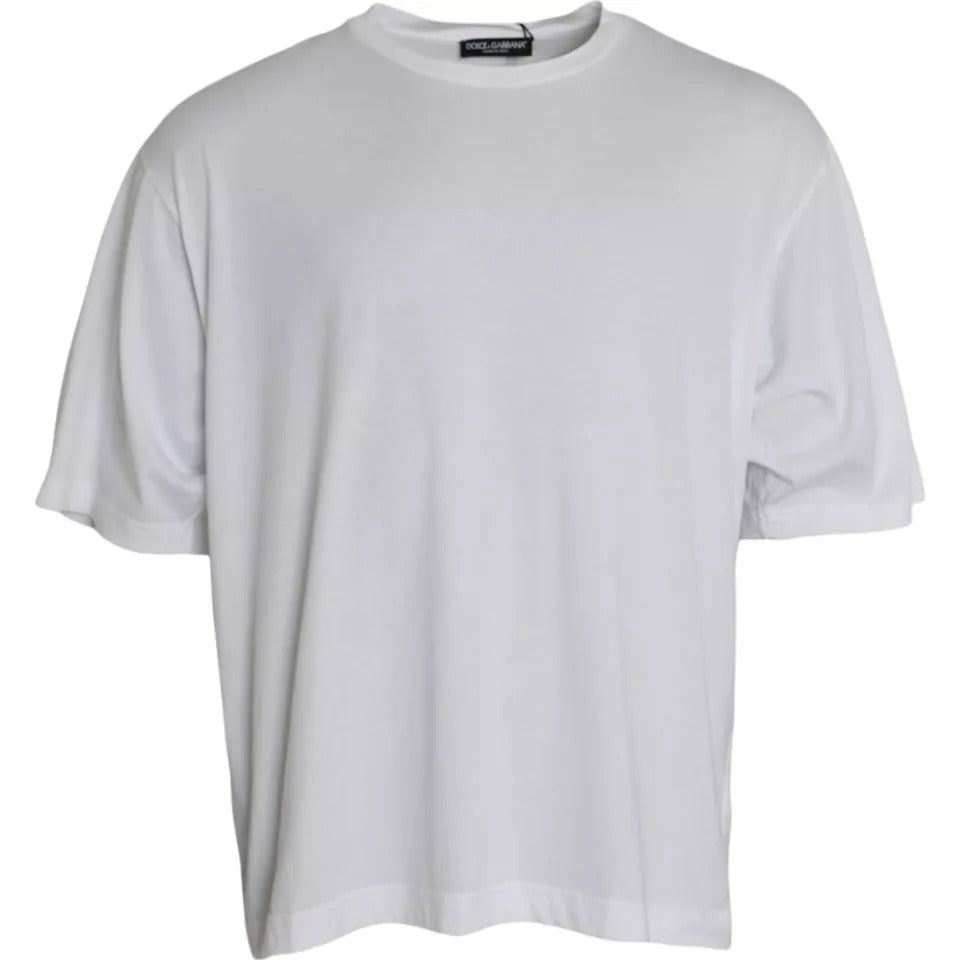 Dolce & Gabbana white cotton T-shirt with round neck and short sleeves-1