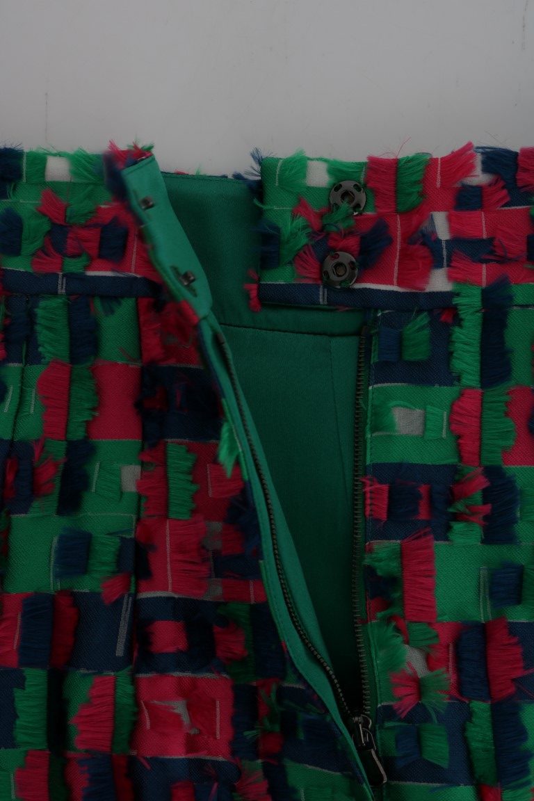 Dolce & Gabbana Rosa Grüner Jacquard-Bleistiftrock-3