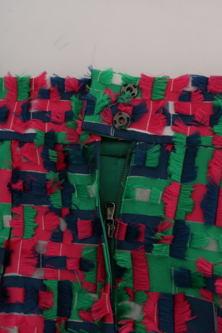 Dolce & Gabbana Rosa Grüner Jacquard-Bleistiftrock-4