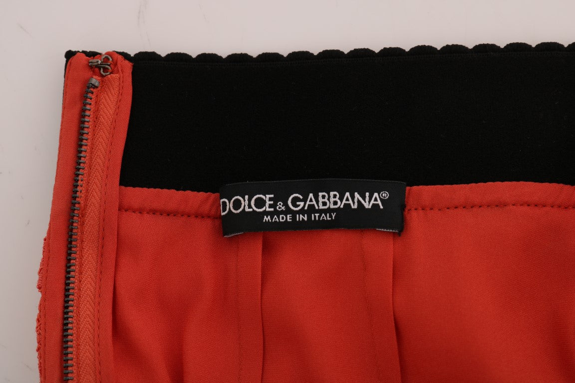 Dolce & Gabbana Orange Makramee-Spitzen-Bleistiftrock-7