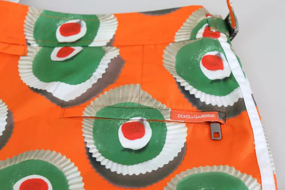 Dolce & Gabbana Orange Cupcake Beachwear Shorts Swimwear-4