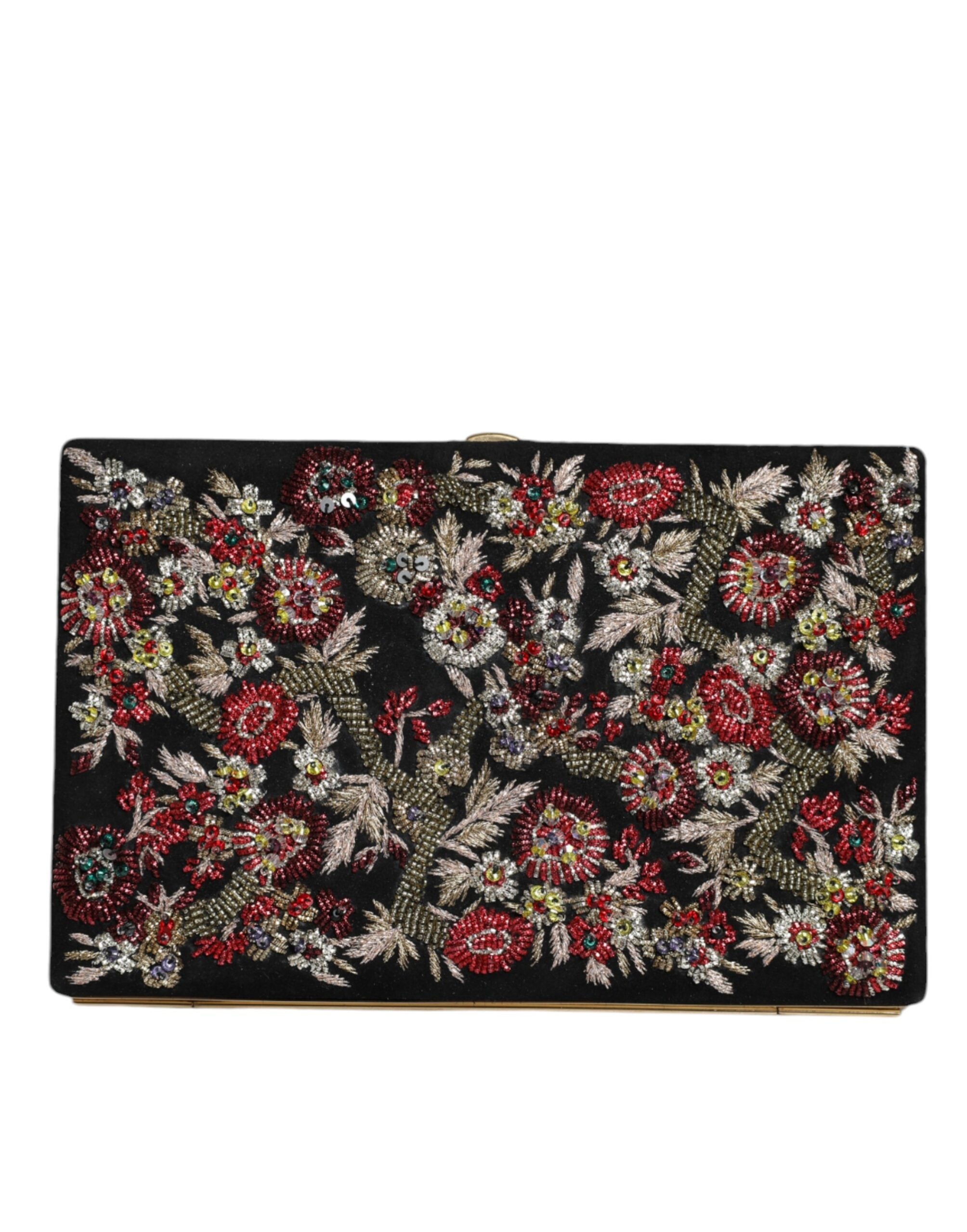 Dolce & Gabbana Multicolor Floral Gold Frame Clutch Evening Handbag