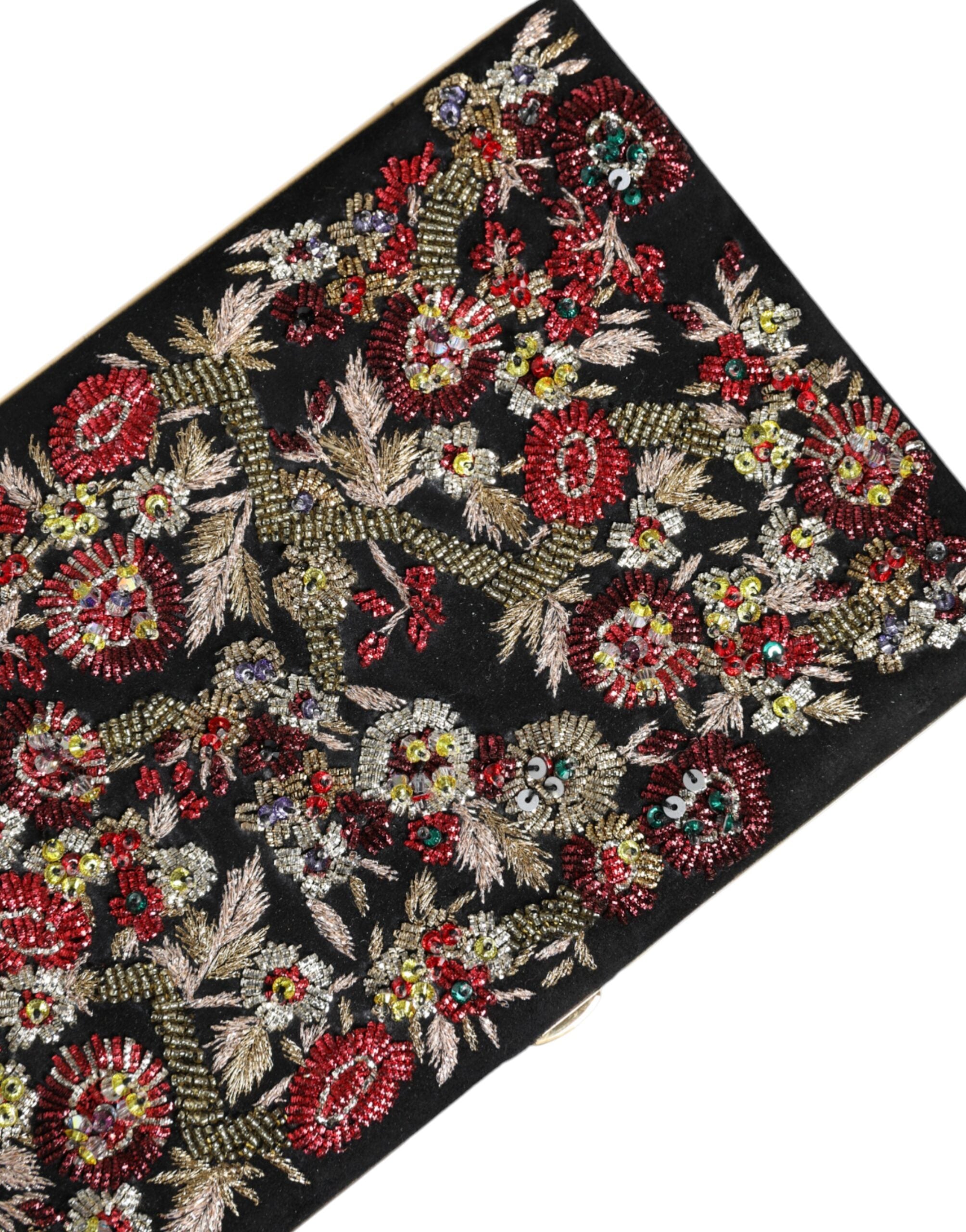 Bolso de noche tipo clutch con marco dorado y flores multicolor de Dolce & Gabbana-7