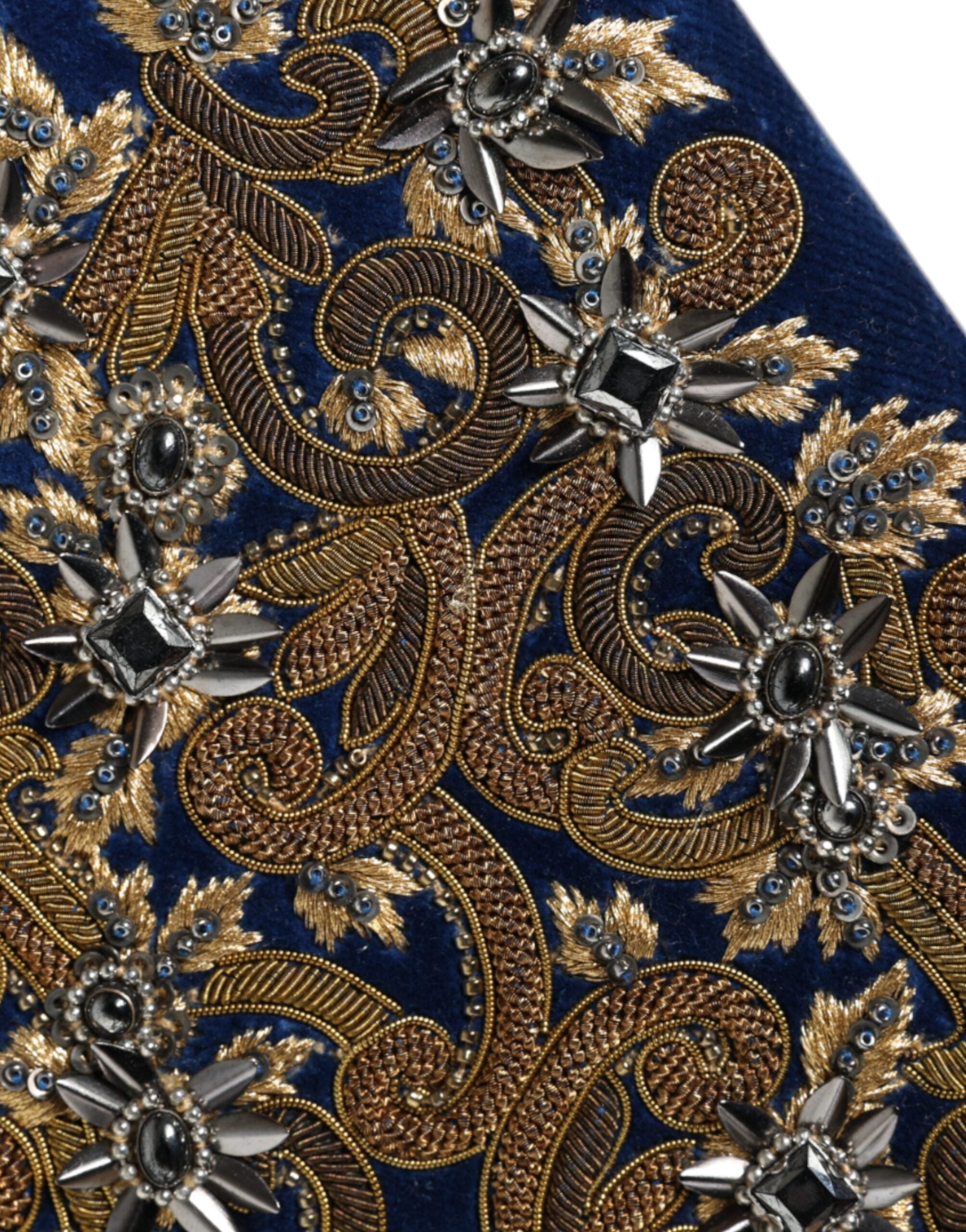 Dolce & Gabbana Blue Velvet Gold Frame Clutch Evening Party Handbag-6