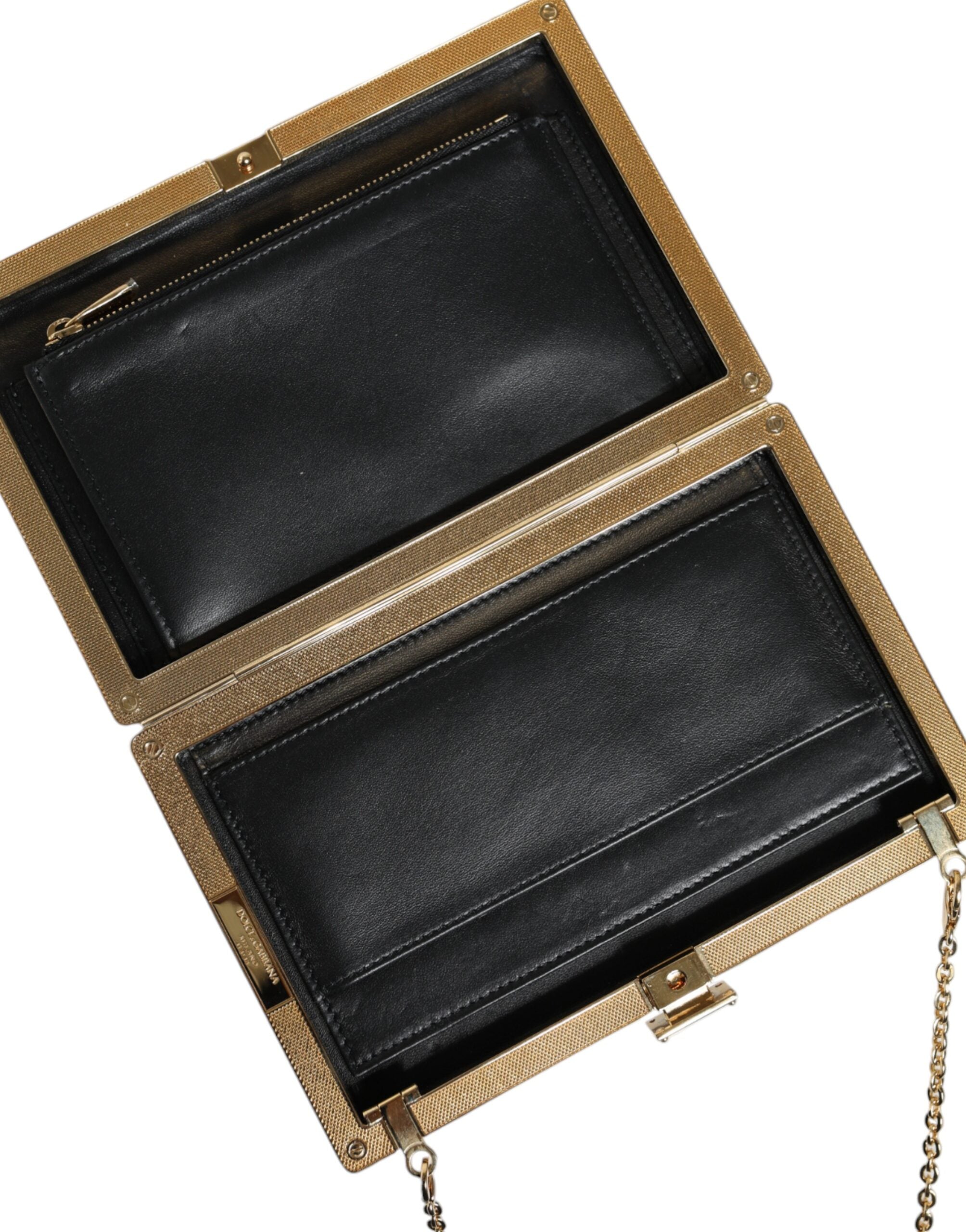 Bolso bandolera mini de piel marrón con marco dorado de Dolce & Gabbana-4
