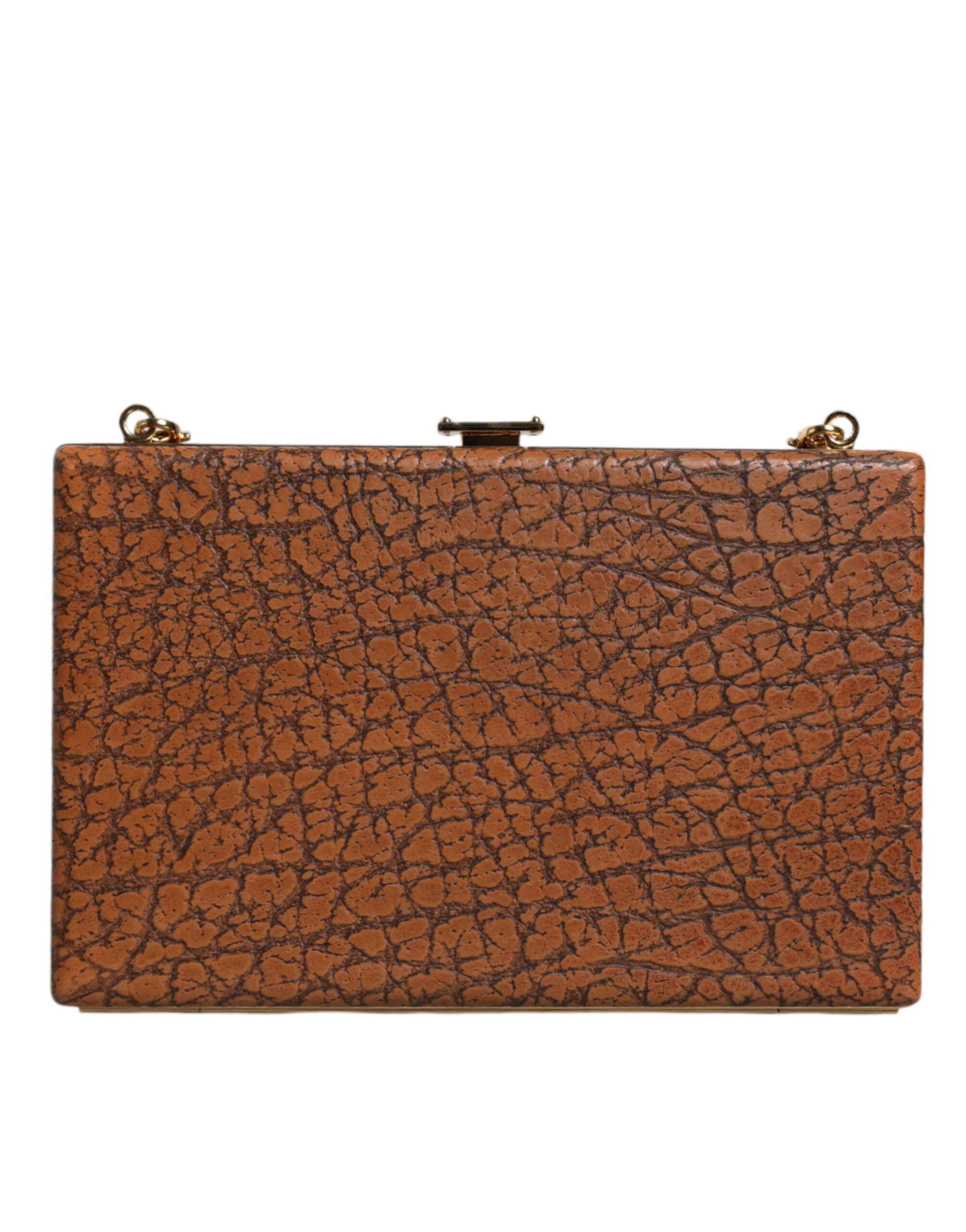 Bolso bandolera mini de piel marrón con marco dorado de Dolce & Gabbana-7