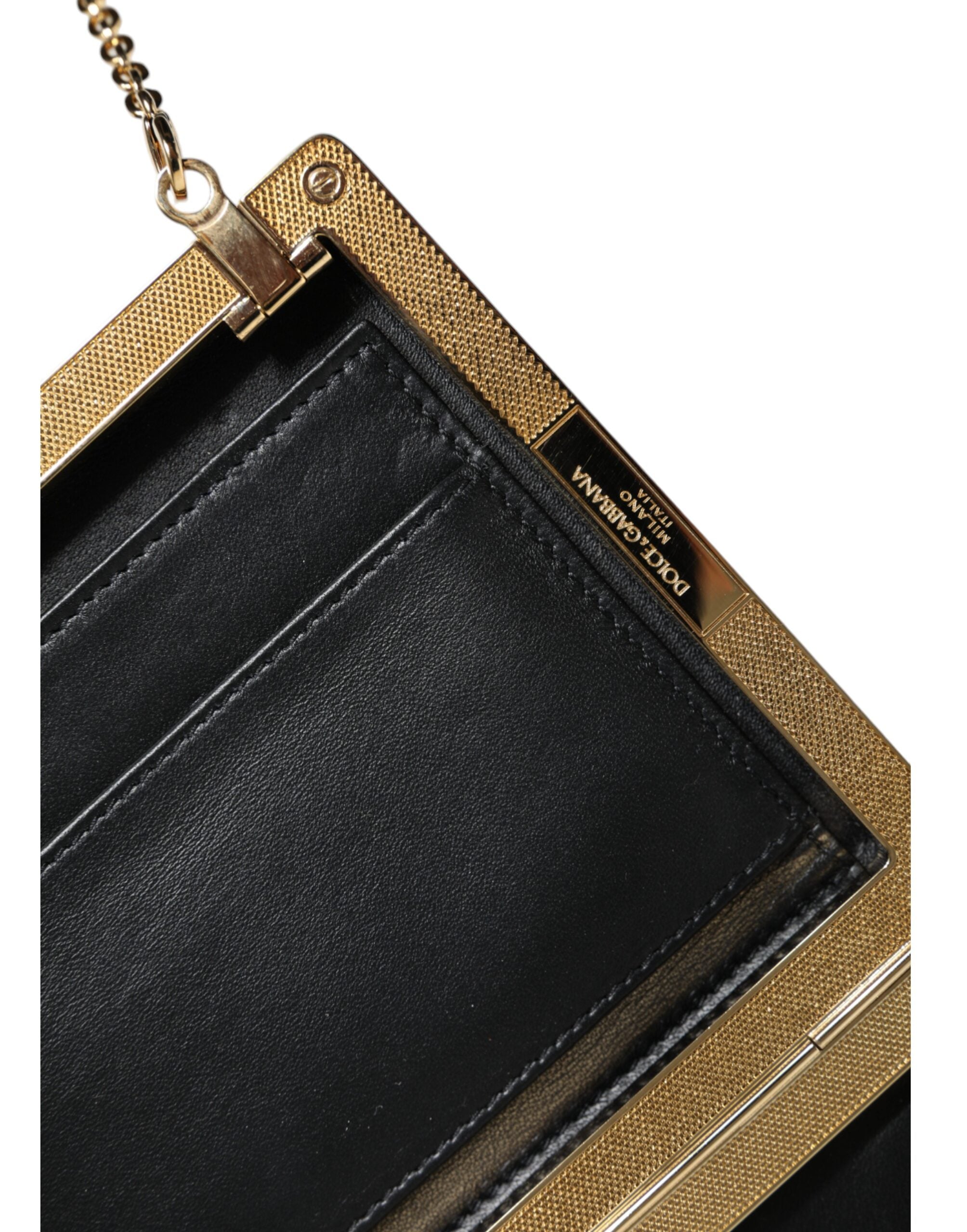 Bolso bandolera mini de piel marrón con marco dorado de Dolce & Gabbana-8