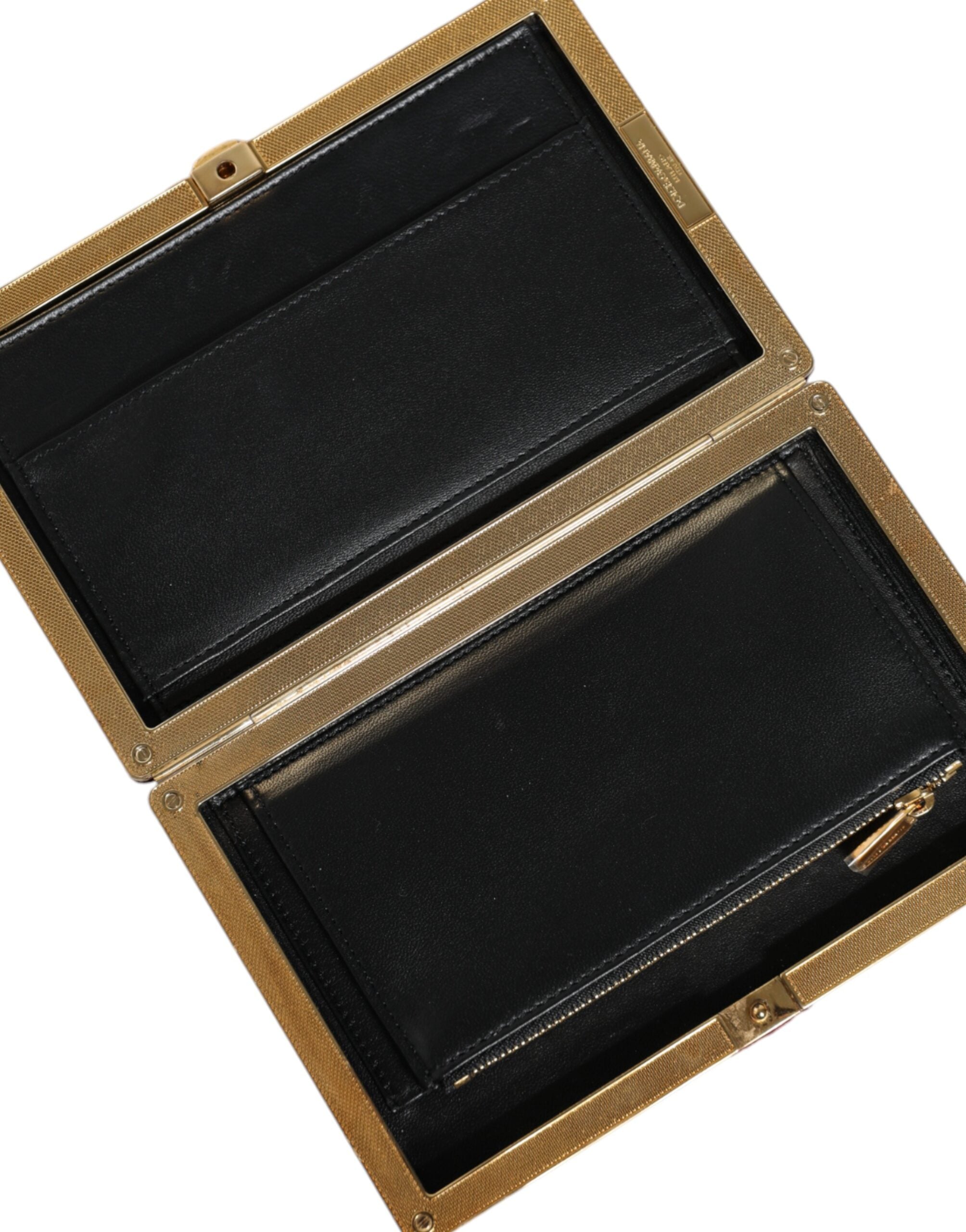 Dolce & Gabbana Red Velvet Gold Frame Clutch Evening Party Handbag-6