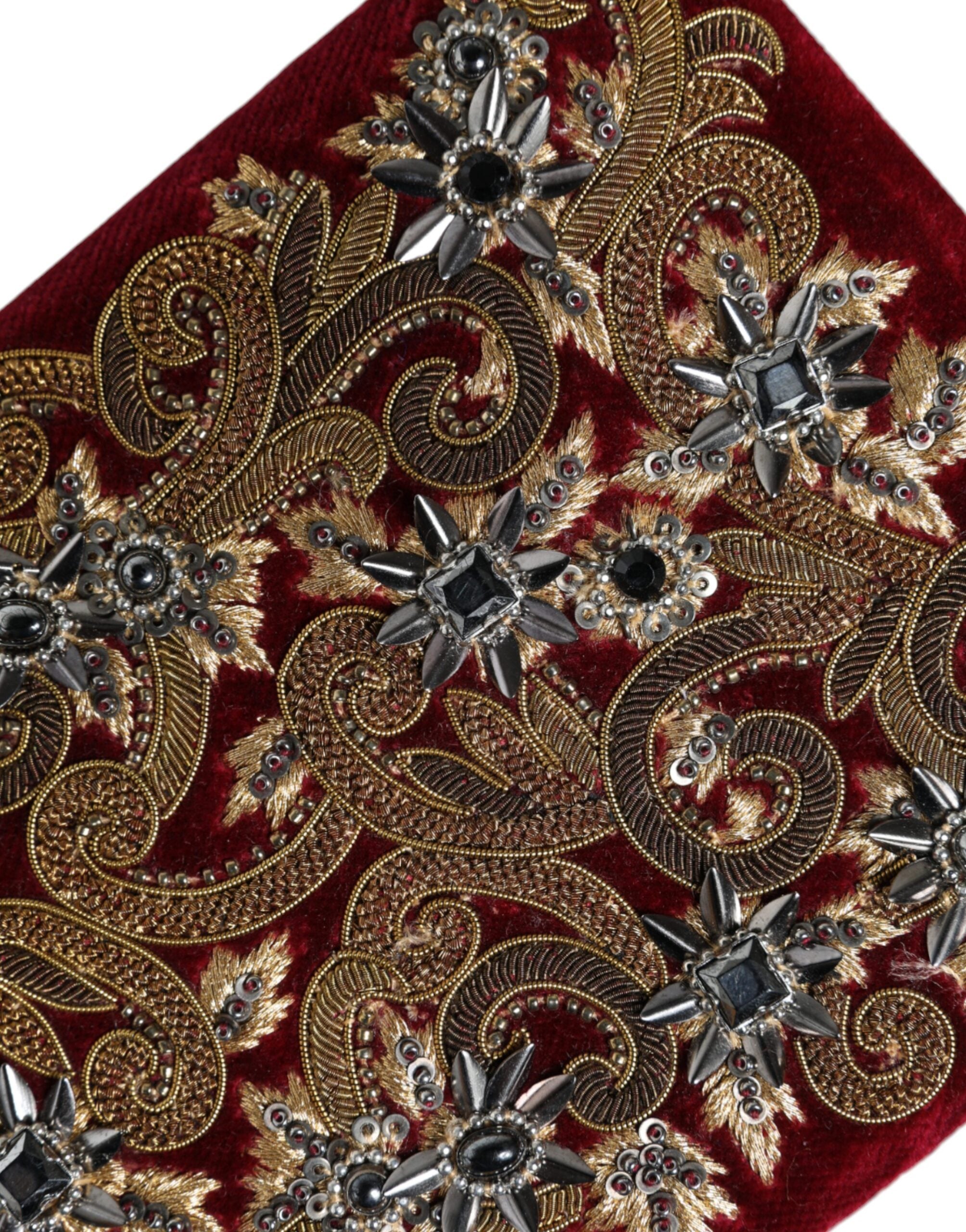 Dolce & Gabbana Red Velvet Gold Frame Clutch Evening Party Handbag-7