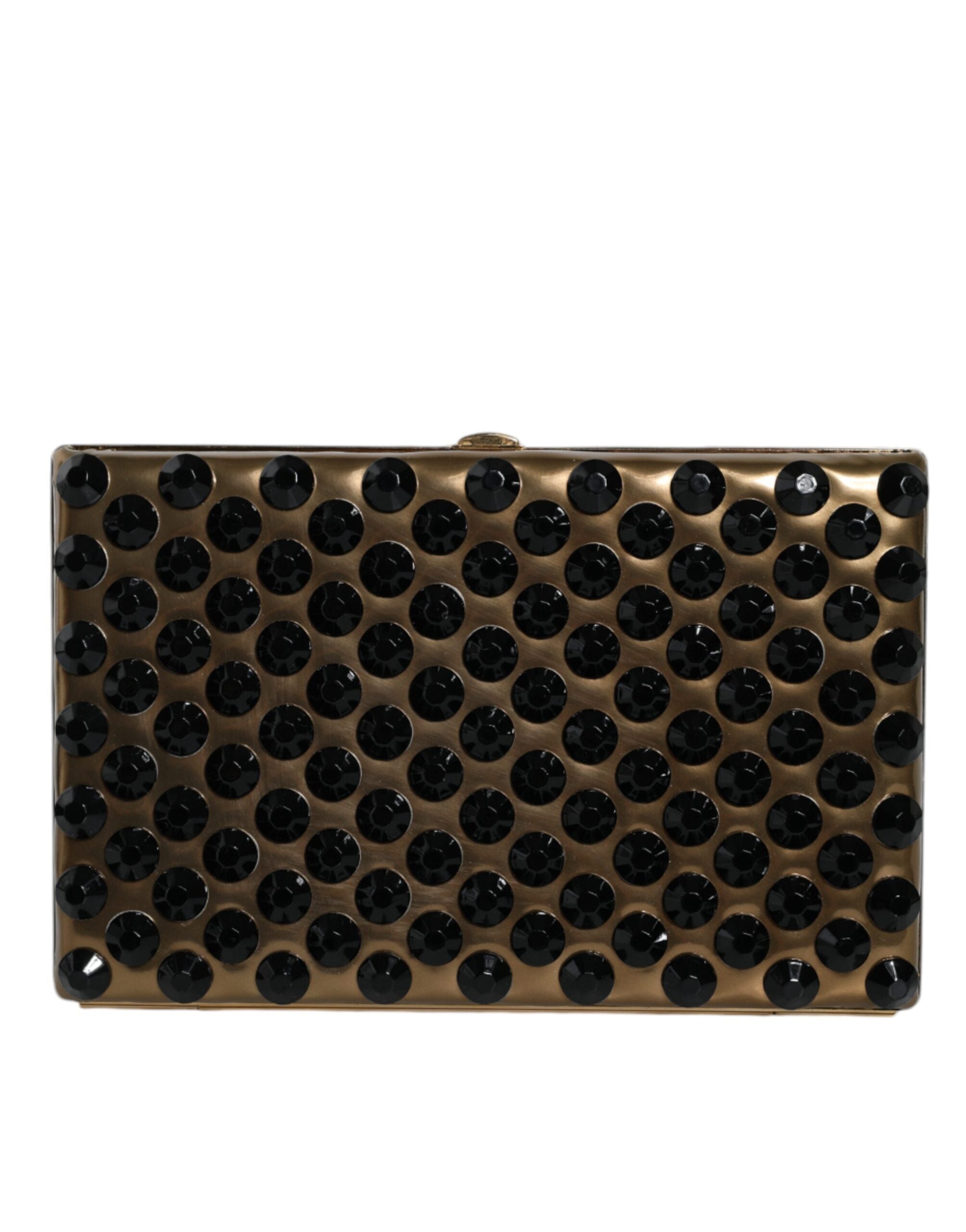 Bolso de mano plegable con cristales dorados de Dolce & Gabbana para mujer, para fiesta de noche-4